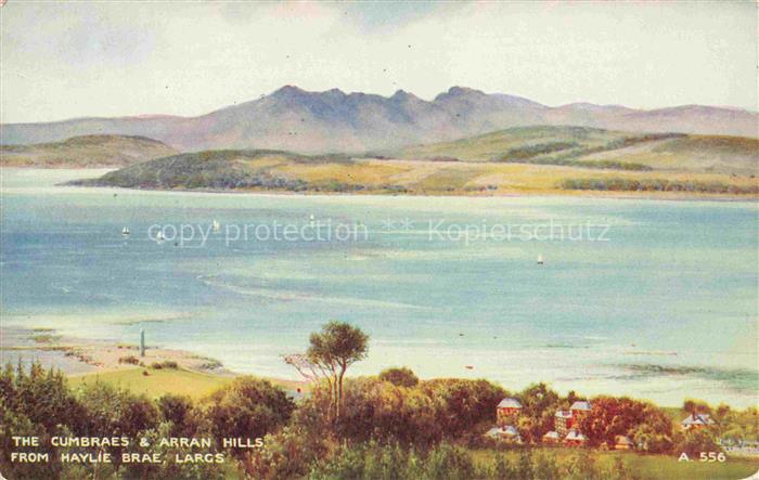 Largs Scotland UK Panorama The Cumbraes and Arran Hills from Haylie Brae Kuenstl
