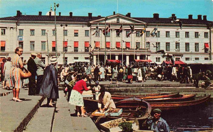 HELSINKI Helsingfors Suomi Market Square and Town Hall Marktplatz Rathaus Hafen