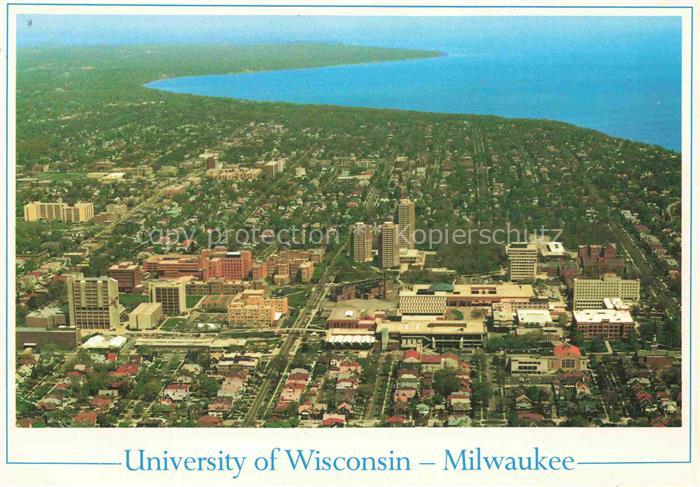 Milwaukee  Wisconsin USA University of Wisconsin Campus Lake Michigan aerial vie