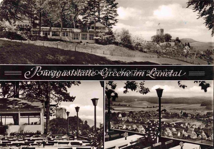 Kreiensen Burggaststaette Greene im Leinetagl Terrasse Fernblick