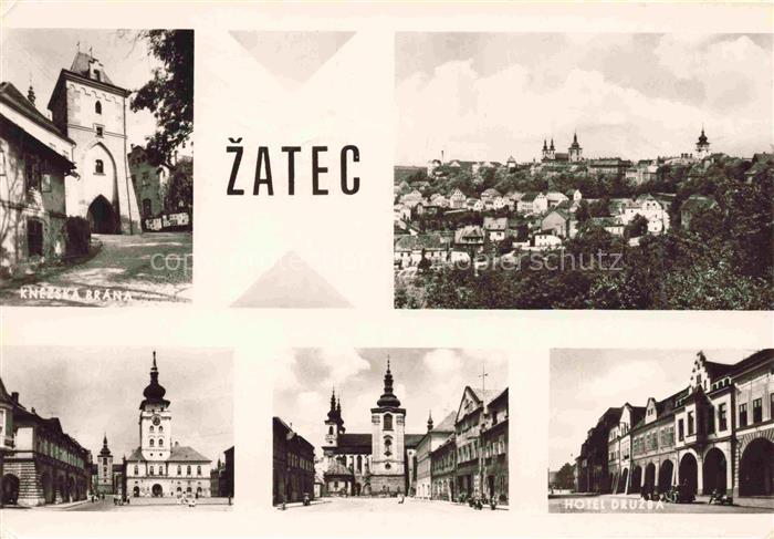 Zatec Saaz CZ Stadtpanorama Stadtturm Rathaus Zentrum Hotel