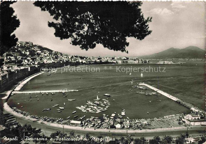 NAPOLI Neapel Naples IT Panorama e porticciuolo di Mergellina