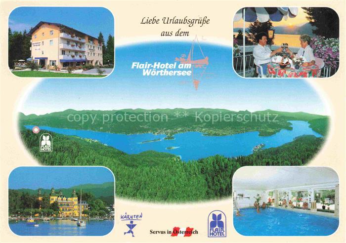 Velden  Woerthersee AT Flair-Hotel am Woethersee Hallenbad Luftaufnahme