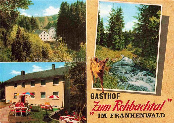Grafengehaig Kulmbach Bayern Gasthof zum Rehbachtal Gartenterrasse Partie am Bac