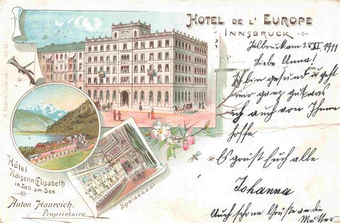 INNSBRUCK Tirol AT Hotel de l'Europe Hotel Kaiserin Elisabeth Speisesaal