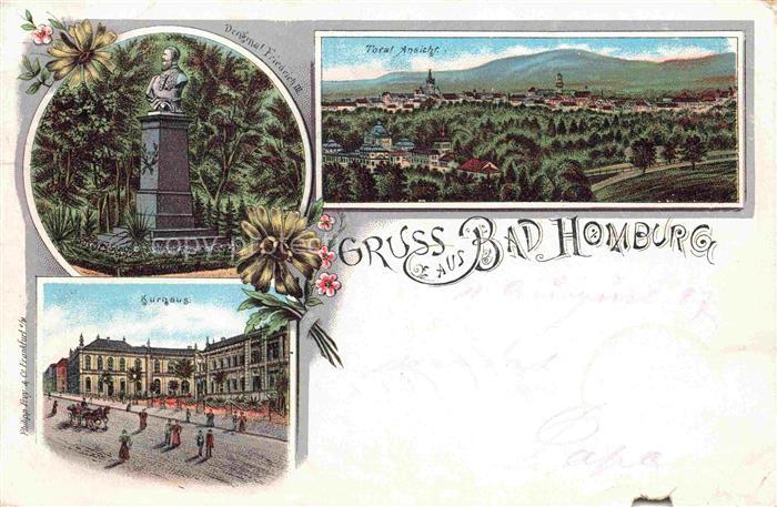 BAD HOMBURG von der Hoehe Hessen Denkmal Friedrich III Panorama Kurhus