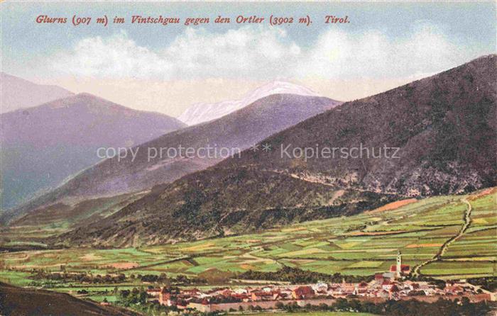Glurns Glorenza Suedtirol IT im Vintschgau mit Ortler