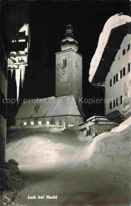 LECH  Arlberg Vorarlberg AT bei Nacht Kirche