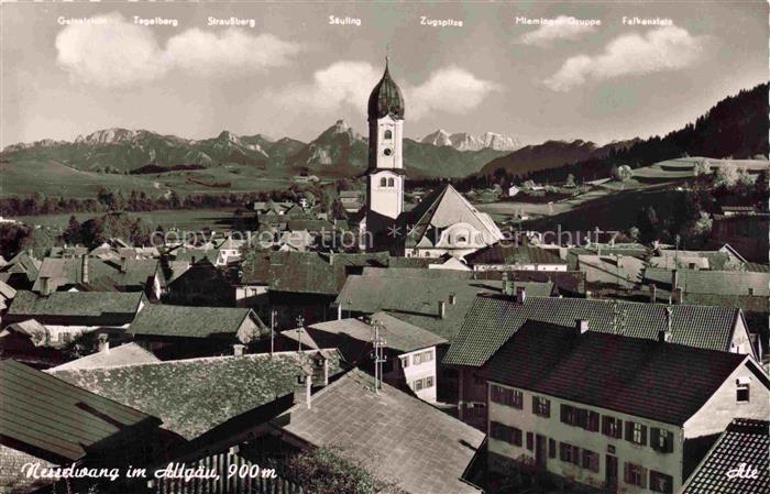 Nesselwang Allgaeu Bayern Ortsansicht mit Kirche