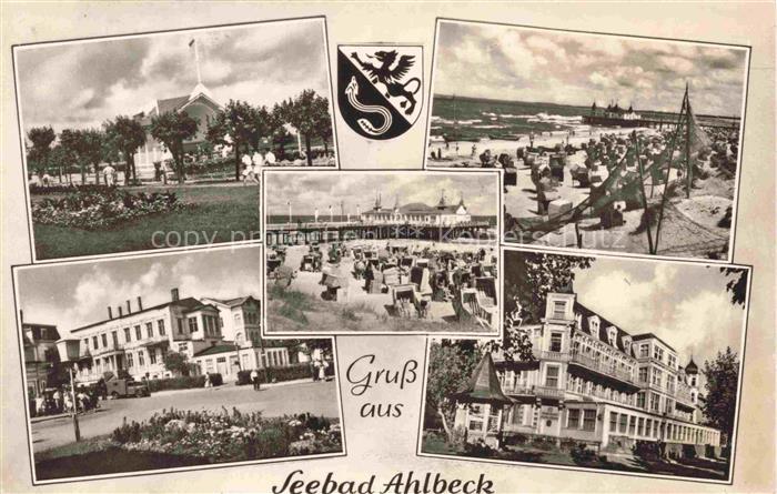 AHLBECK HERINGSDORF Insel Usedom Ostseebad Kurkonzert Strand Fischernetze Hotels
