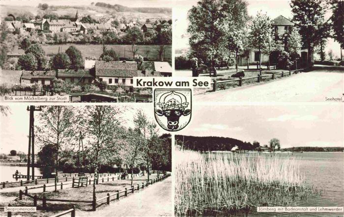 Krakow See Mecklenburg-Vorpommern Stadtblick vom Maeckelberg Seepromenade Joernb