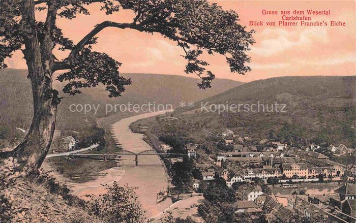 Carlshafen Weser Hessen Blick von Pfarrer Franckes Eiche