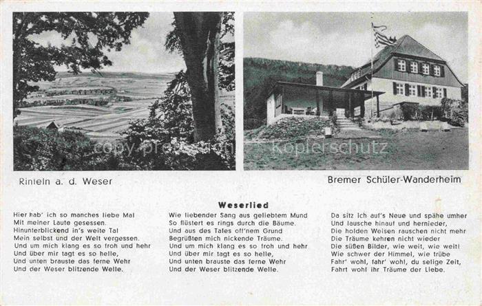 Rinteln Weser Bremer Schueler Wanderheim Weserliedtext
