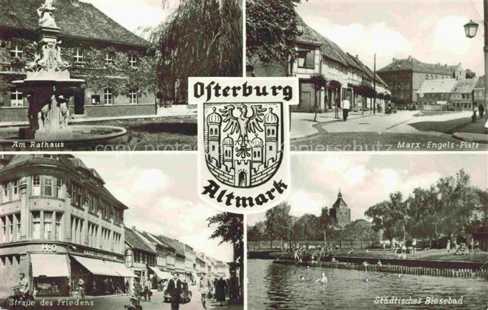Osterburg Altmark Am Rathaus Marx Engels Platz Strasse des Friedens Staedt Biese