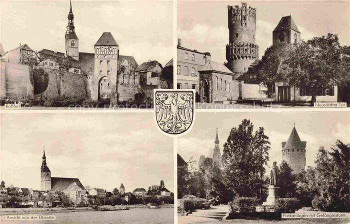 Tangermuende Stendal Sachsen-Anhalt Rossfurt Blick von der Elbseite Neustaedter