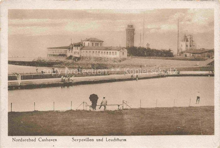 CUXHAVEN Nordseebad Seepavillon und Leuchtturm