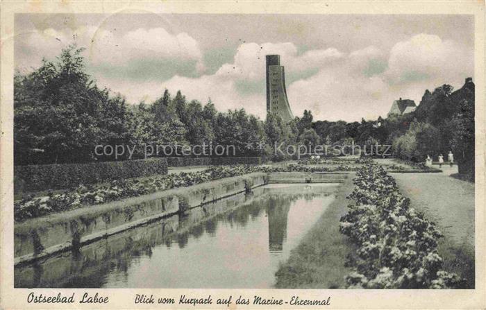 LABOE Ostseebad Blick vom Kurpark auf das Marine Ehrenmal