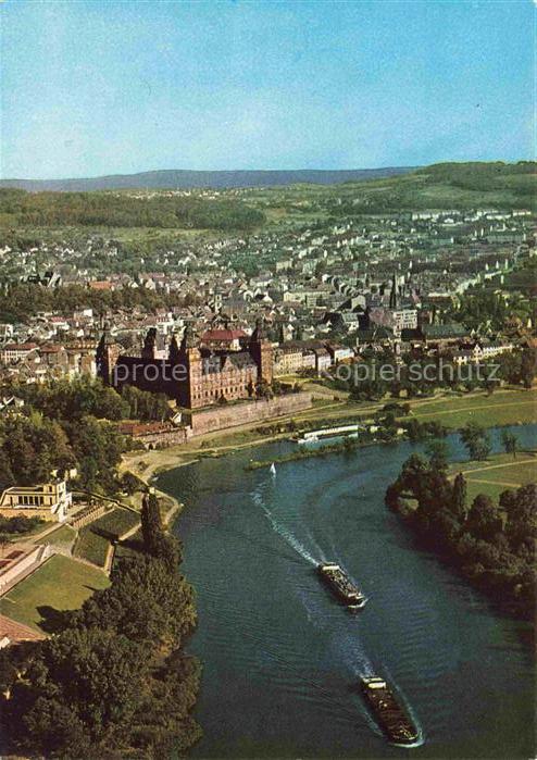 ASCHAFFENBURG Main Bayern Fliegeraufnahme mit Pompejanum und Schloss