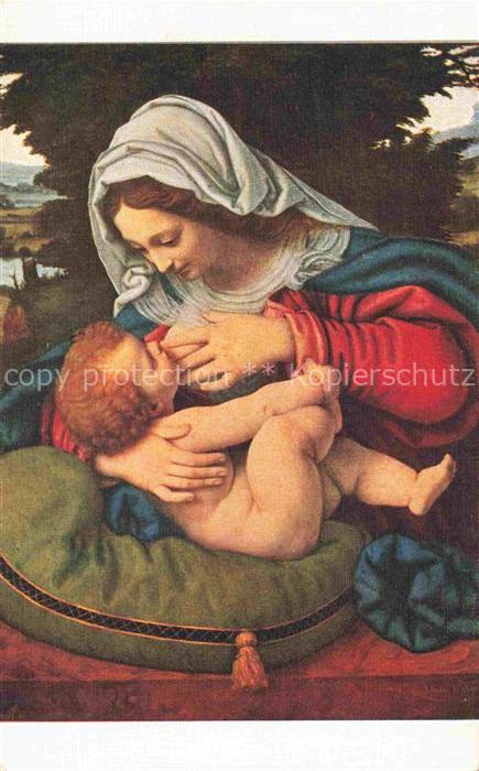 SOLARIO Andrea (1460-1530) Kuenstlerkarte Jungfrau mit gruenen Kissen