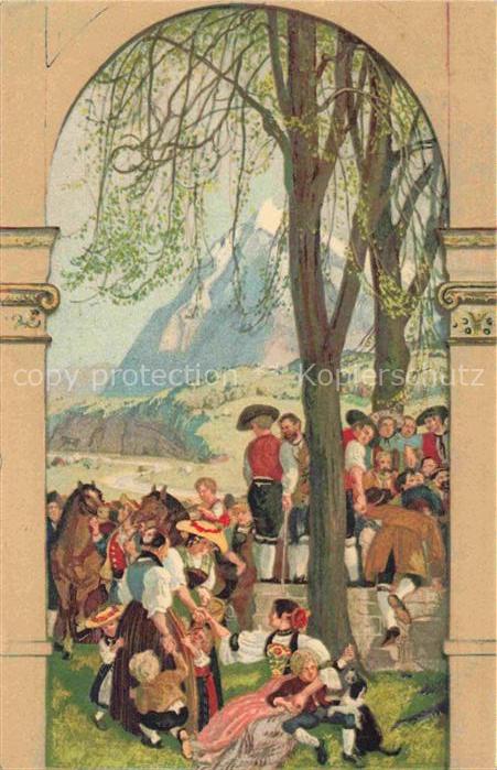 Bundesfeier Schweiz Jahrgang: Soldaten Kinder Pferde