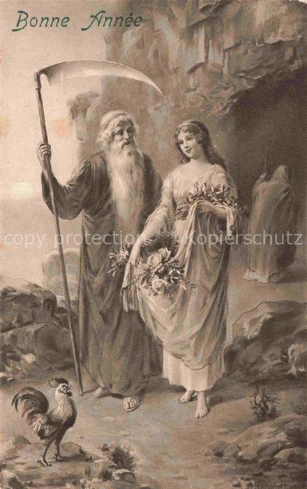 Neujahr Annee New Year Hahn Paris Maedchen