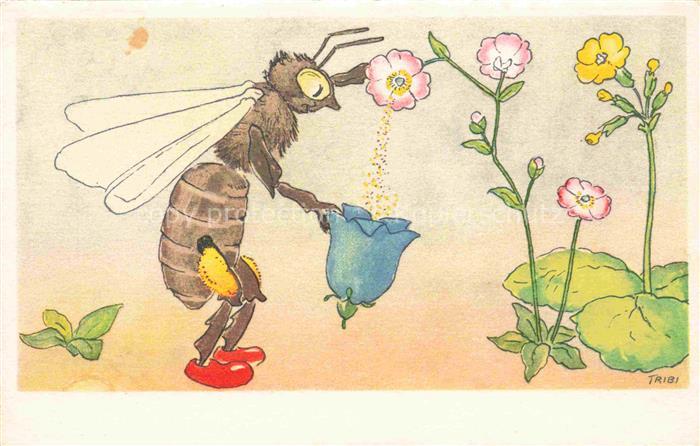 TRIBI Kuenstlerkarte Biene Blumen