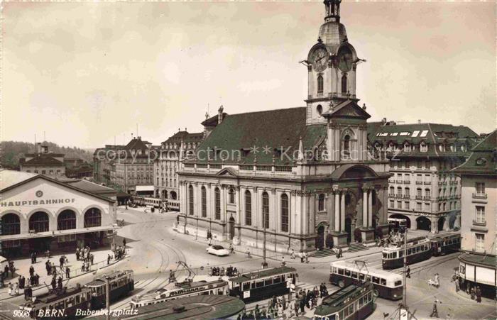 STRAssENBAHN Tramway-- Bern Place Bubenbergplatz Square