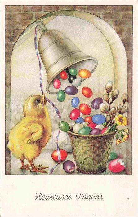 Ostern Easter Paques Pasqua-- Kueken Glocke Eier bunt