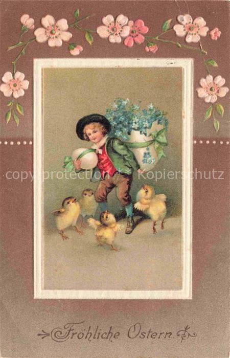 Ostern Easter Paques Pasqua-- Kueken Kind Blumenstrauss