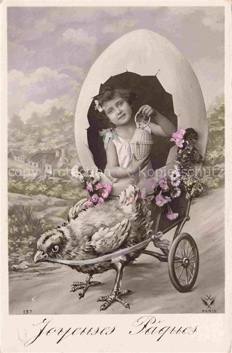 Ostern Easter Paques Pasqua-- Kueken Eier Maedchen