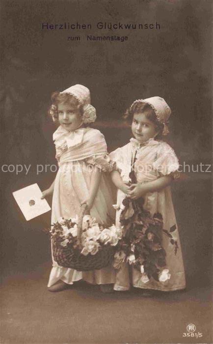 Foto RPH Nr. 3581/5 Maedchen Blumenkorb Namenstage Brief