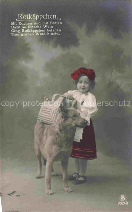 Foto SLJFF Nr. 2034/1 Hund Maedchen Rotkaeppchen