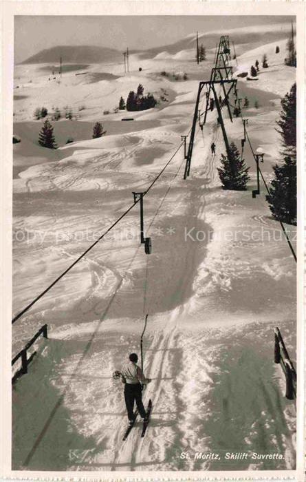 Skilift Schlepplift Remontees-Mecaniques St Moritz Suvretta Schweiz
