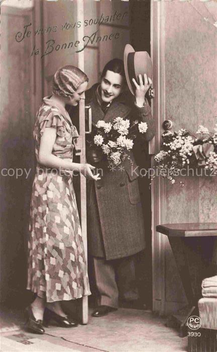 Foto PC Paris Nr. 3930 Neujahr Nouvelle Annee Frau Rosen