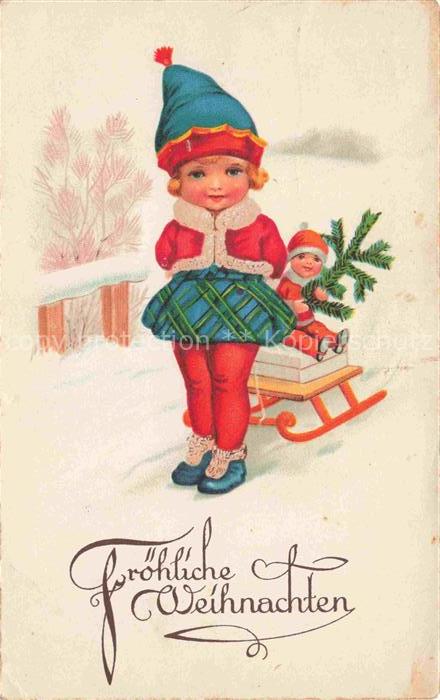 Weihnachten Christmas X-Mas Noel Maedchen Schlitten
