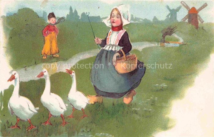 Hollandkinder Hollandtracht Windmuehle Gaense