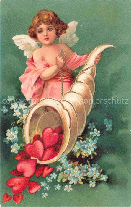 Muschelkarte Litho-Rahmenkarte Engelkind Maedchen