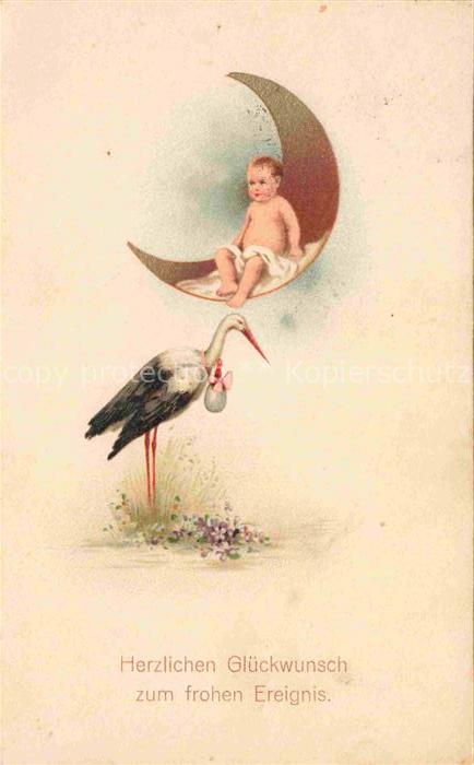 Storch Stork Cigogne Ciguena-- Baby Kind Halbmond