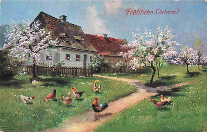 Ostern Easter Paques Pasqua-- Bauernhof Huehner