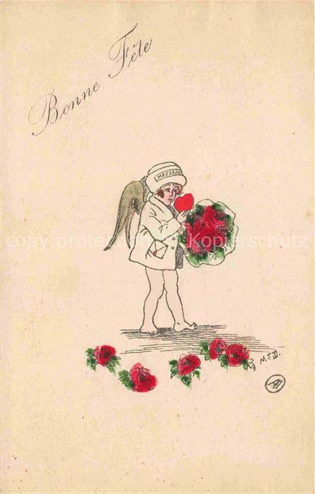 Neujahr Annee New Year Engel Maedchen Rosen