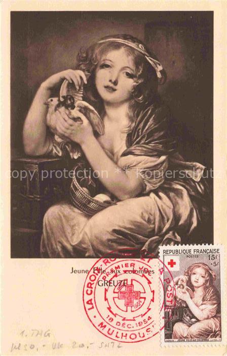 Rotes Kreuz Red Cross Croix Rouge-- Maedchen Jeune Fille Voegel colombes Greuze