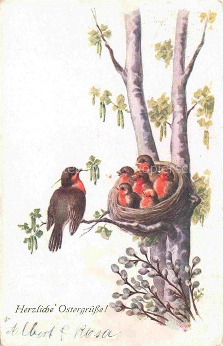 Ostern Easter Paques Pasqua-- Vogelnest Baum Litho
