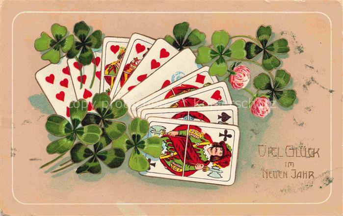 Kartenspiel-Postkarte Jeu de Cartes CPA-- Neujahr Nouvelle Annee