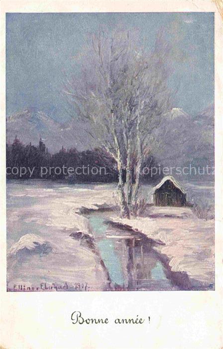 ELLINGER Eberhard Kuenstlerkarte Neujahr Nouvelle Annee