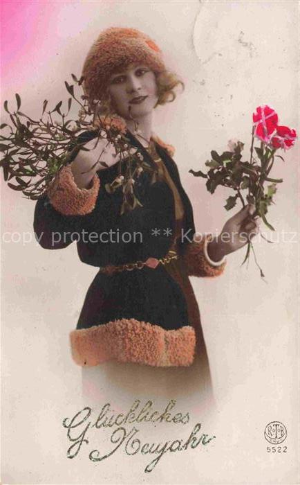 Foto RTB Nr. 5522 Neujahr Nouvelle Annee Frau
