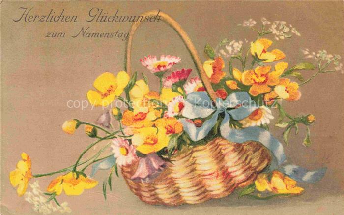 Namenstag Namenskarte Blumenkorb