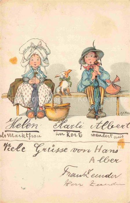 Kinder Child Enfants Litho Hund