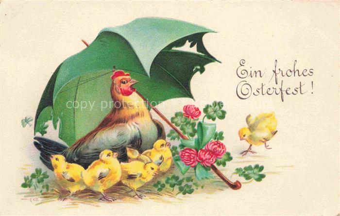 Ostern Easter Paques Pasqua-- Huhn Kueken Regenschirm
