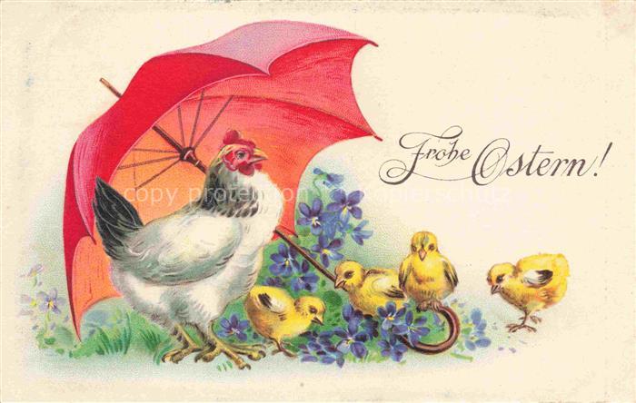 Ostern Easter Paques Pasqua-- Huhn Kueken Regenschirm