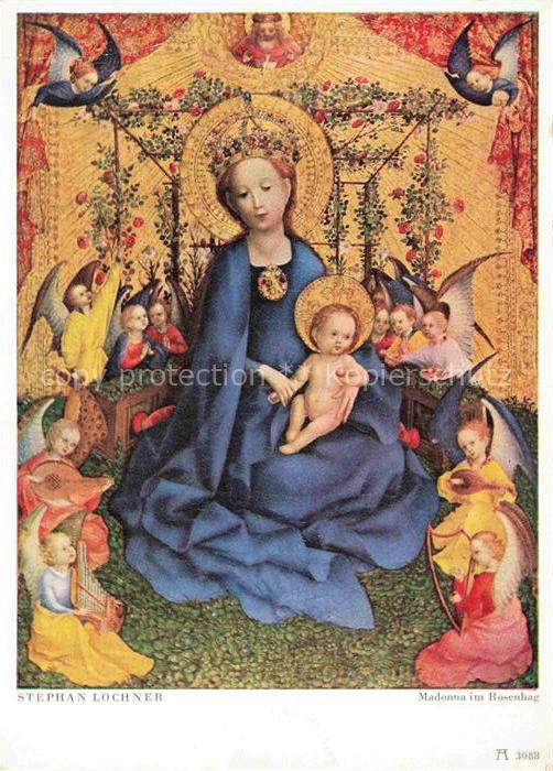 LOCHNER Stefan (1410-1451) Kuenstlerkarte Madonna Rosenhag Engel Muenchen